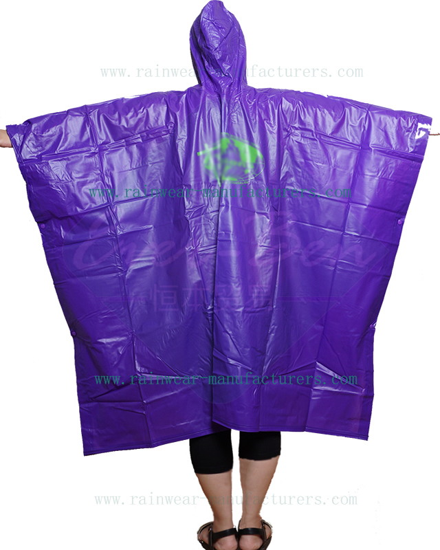 Purple PVC heavy duty rain poncho